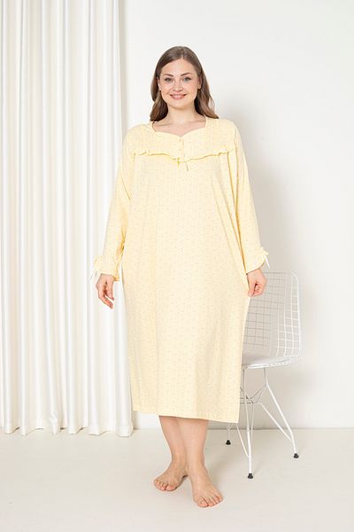 SEBOTEKS 100% Cotton Seasonal Long Sleeve Combed Plus Size Mother's Nightgown 180