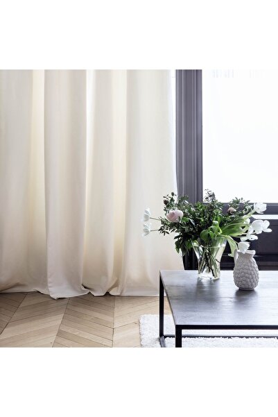 yağmur zebra Krem Renk Modern Saten Güneşlik Fon Perde ( Pilesiz)