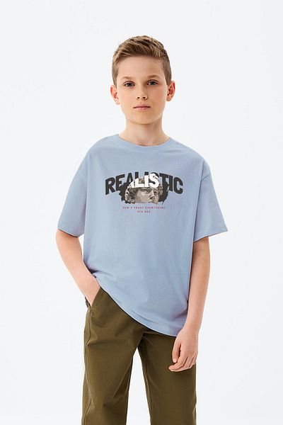 MYADA Tricou pentru băieți imprimat cu sculptură scrisă realist