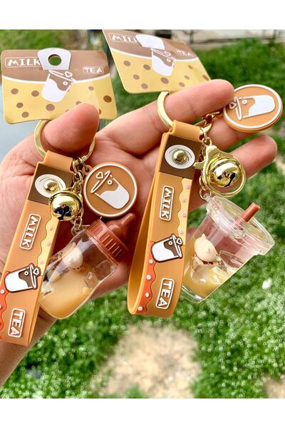 Meyra Accessories 1 adet yeni lüx içi sulu anahtarlık kahverengi biberon finc...