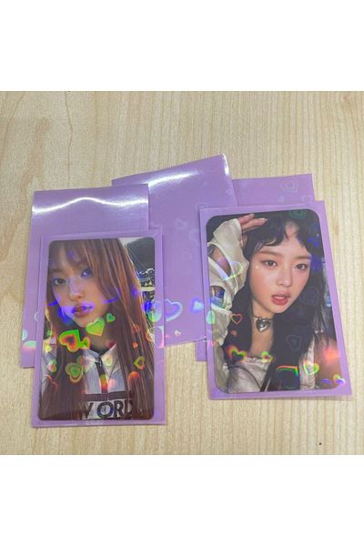 Kpop Dünyasi Purple Background Heart Patterned Card Protector (10 Pieces)