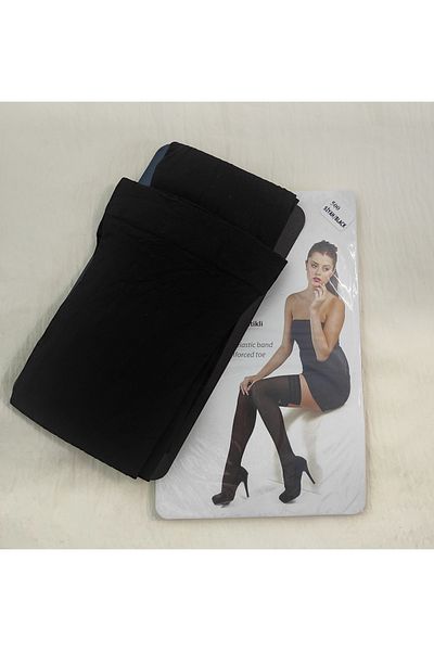 ELİTE STYLE Medium Thick Garter Stockings - Black Knee High Socks