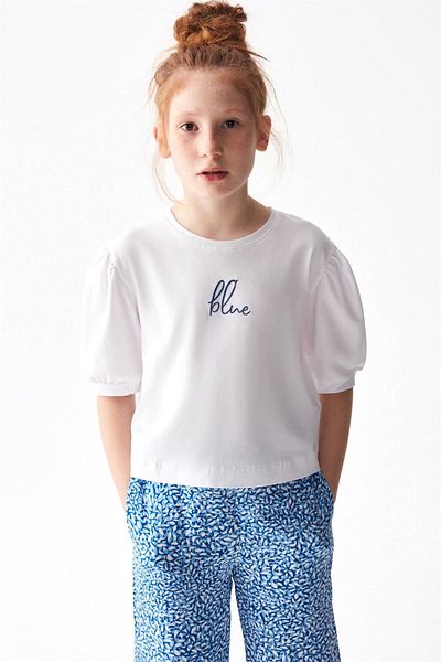 nk kids Tricou Insulă pentru fete Alb Albastru 36368