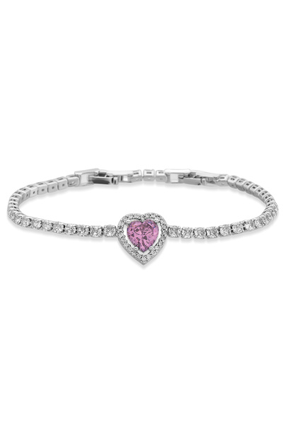 Ressia Gümüş Kaplama Zirkon Taşlı Kalp Model Su Yolu Bileklik