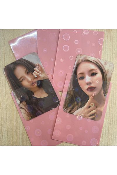 Kpop Dünyasi Circle Patterned Card Protector with Pink Background (10 Pieces)