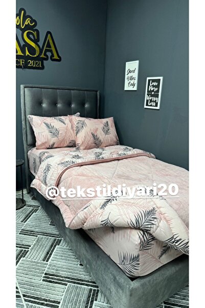 tekstildiyarı Tek Kişilik Welsoft Puffy Uyku Seti (Lastikli Çarşaflı) Pudra Tüy