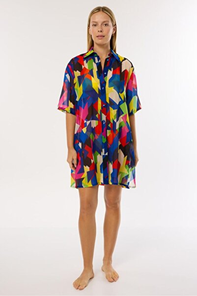 AYYILDIZ 3857 Rochie de plajă cu model Saks