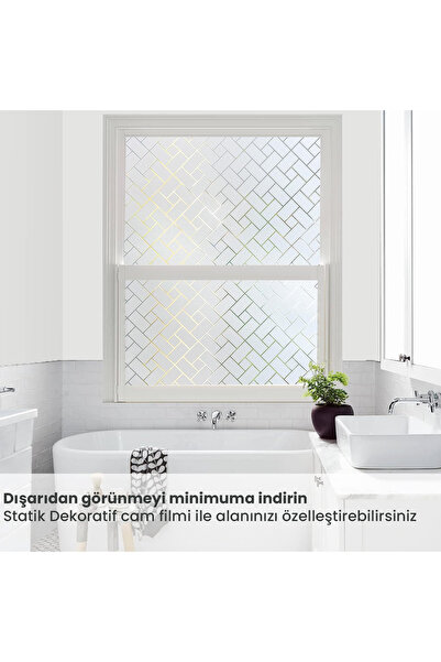 TechnoSmart 60cmx100cm Buzlu Desenli Cam Kaplama Filmi Statik Duşa Kabin Ofis Dekorasyon Folyo