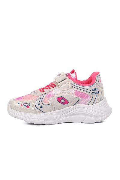 AYAKMOD 732-P Pantofi de fată cu model inimă alb-fucsia