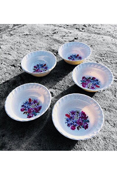 Metler 12 Adet Çiçek Desenli Melamin Çukur Yemek Kase,Çorba ,Kuru Nohut Çok H...