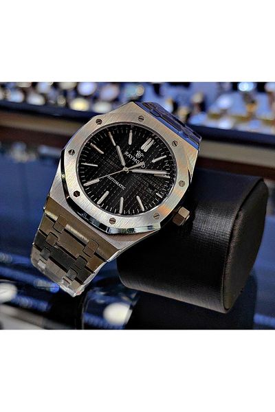 Raymond Silver Black Automatic Men's Wrist Watch