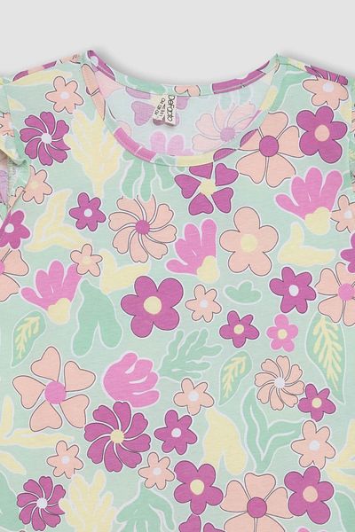 DeFacto Mädchenkleid mit halben Ärmeln und Blumenmuster C2962A824SM