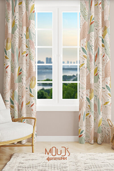 Moud's Xero Floral 2 نمط الجلد المدبوغ غرفة المعيشة قاعة خلفية الستار المطبوع...