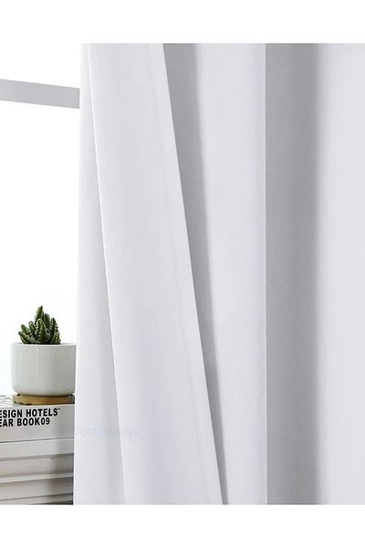 yağmur zebra White Minimalist Design Satin Sunshade Background Curtain - Non- Pleated