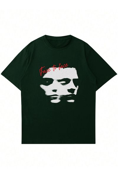 Mad&Calf Μπλουζάκι Unisex Face 2 Face Printed Crew Neck Oversize