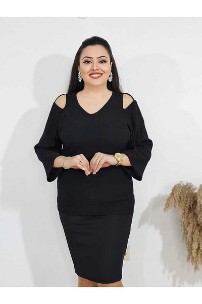 Melis Designer طقم بلوزة تنورة Ezza مقاس كبير