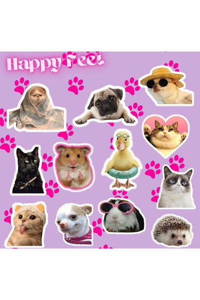 Pufidik Happy Feet Sticker Seti | Laptop Notebook Telefon Etiket