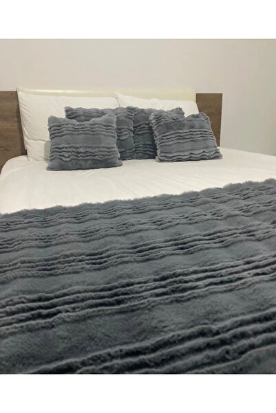 Hayal Home Pelüş yatak runner ve yastık takımı