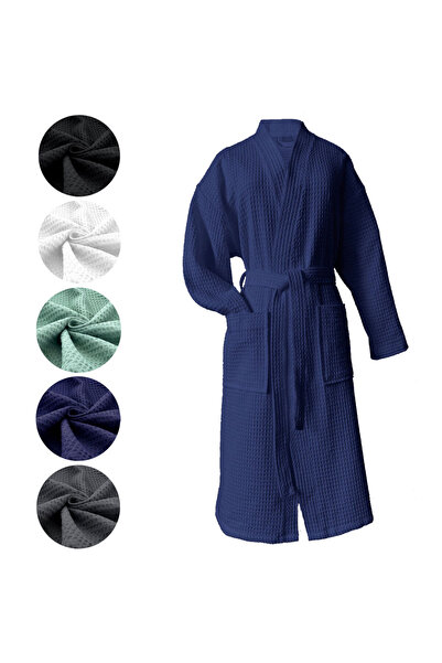KULCU HOME رداء حمام بيكيه باللون الأزرق الداكن - موديل للنساء والرجال