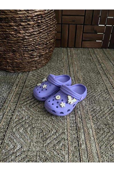 Behtah Kundura Girl's 6-Piece Jewelled Jibbitz Decorated Gift Closed Front Garden Pool Daily Sandals Slippers