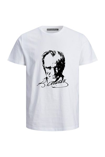 Efendioğlu Design Tricou moale din bumbac din 23 aprilie cu imprimeu Silhouette Ataturk și Signature