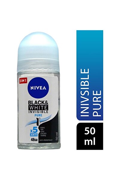 NIVEA Kadın Roll-on Deodorant Black&White Pure 50ml, 72 Saat Anti-perspirant ...