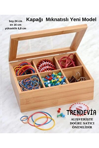 Molino Bambu Çay Kutusu , Takı Kutusu , Bambu 24x16x7cm. 6 Bölmeli