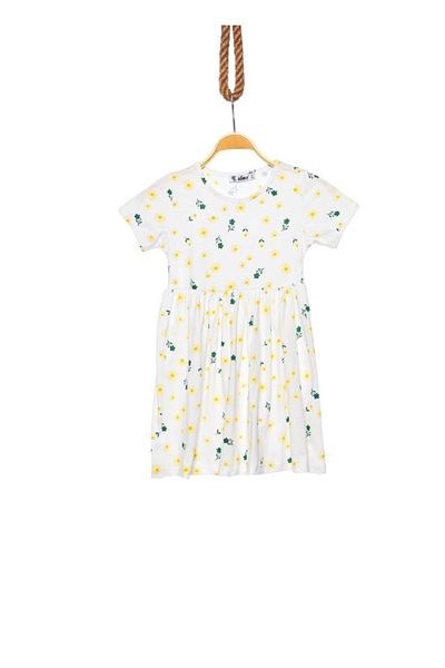 Ded COLLECTION Rochie pentru copii cu mânecă scurtă imprimată cu margarete