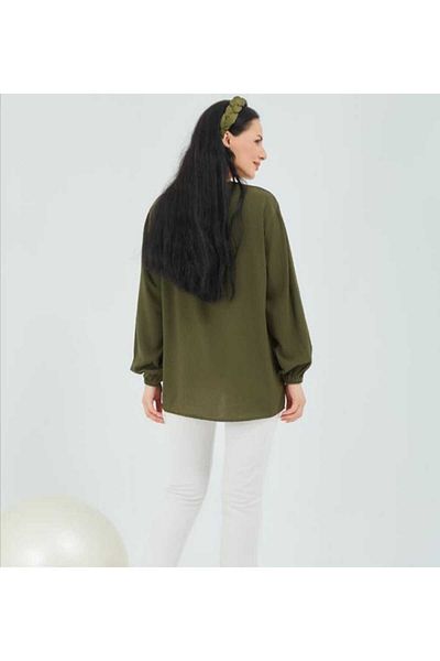 Stilmony Khaki Colored Women's Sile Cloth Summer Blouse