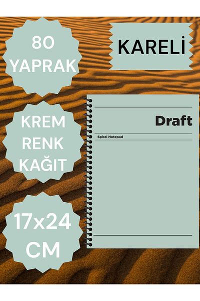 SEYFİKİRTASİYE دفتر ملاحظات بغطاء صلب مقاس 17 × 24 سم، ورق لون كريمي، 80 ورقة