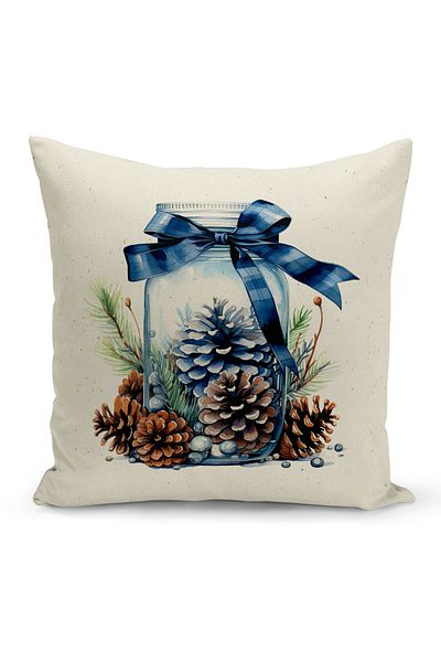 Bertille Home Πρωτοχρονιάτικη Σειρά Διπλής Όψης Ψηφιακή Εκτύπωση Μαξιλαροθήκη Ριχτάρι (Χριστουγεννιάτικο Χριστουγεννιάτικο κάλυμμα μαξιλαριού)
