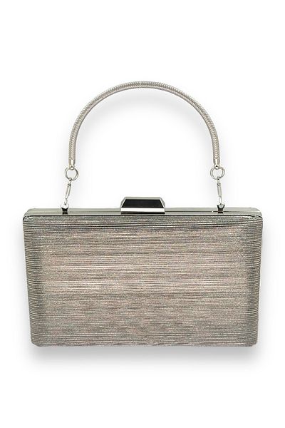 Biçanta Culoarea platină, model laser importat, mâner metalic în dungi, rochie de seară, geantă de seară, invitație de nuntă, bal de absolvire