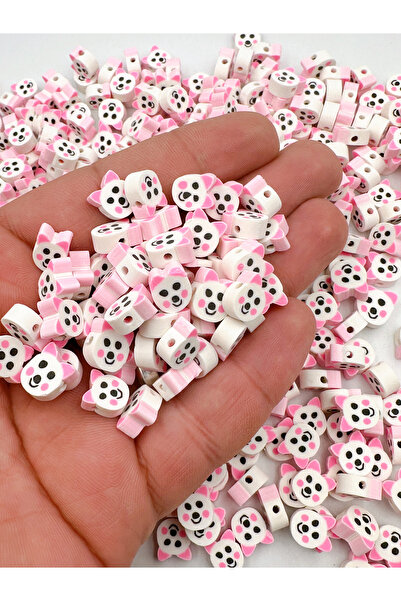 Ebruli Boncuk 10mm bijele i roze perle u obliku pande (100 komada)