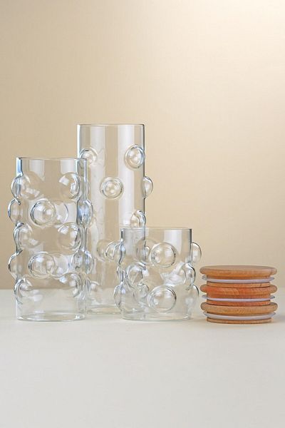 Glore 3-Piece Glass Bubble Spice Rack Set 8x10-18-22cm
