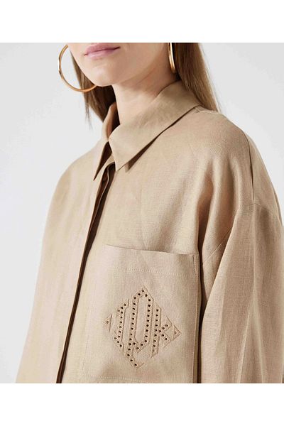 İpekyol Monogram embroidery linen shirt