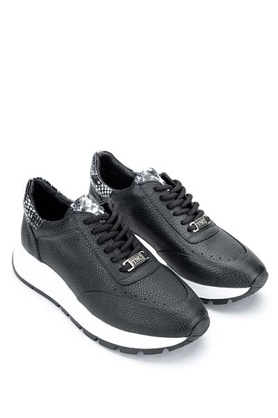 Tamer Tanca Genuine Leather Women's Black Sneakers - Sports Shoes