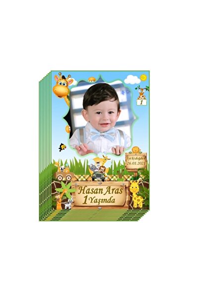 Elara Tasarım 18 Adet Safari Jelatinli Doğum Günü Babyshower Yeni Doğan 6x9 M...