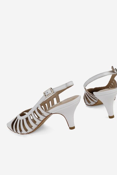TUNAELLİ WOMEN'S WHITE GENUINE LEATHER THIN HEEL SHOES, NUMBER 35-41