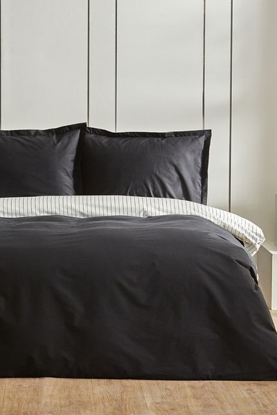 Karaca Home Cool Touch Strip King Personality Duvet Cover Set Black