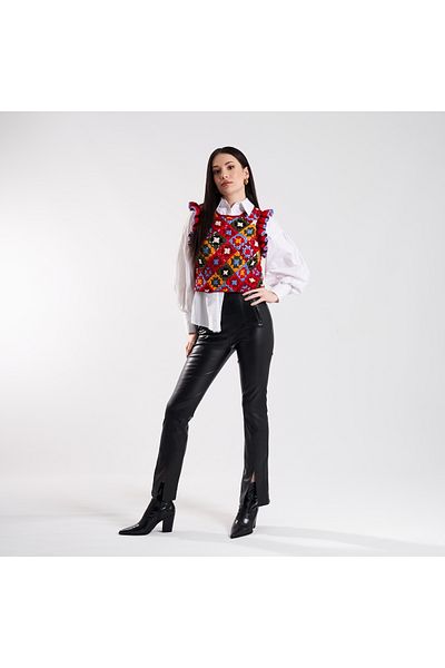 Daphnia Delfion Colorful Tuscany Knit - Frill Detailed Checked Sweater