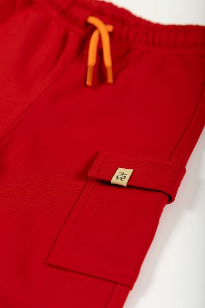 BEETLEBEEZ Children's Unisex Red Cargo Sweatpants - Jogger (Orange Cord)