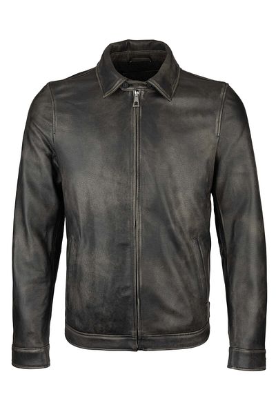 Tamer Tanca Genuine Leather Black Men's Antique Coat