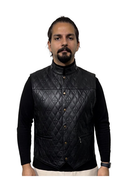 db deriburada original سترة جلدية أصلية منقوشة باللون الأسود للرجال 777