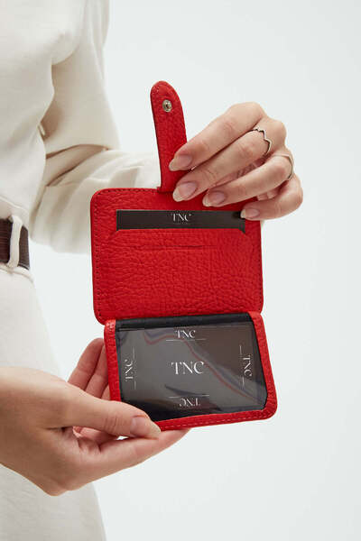 Tamer Tanca Men's Genuine Leather Red Card Holder