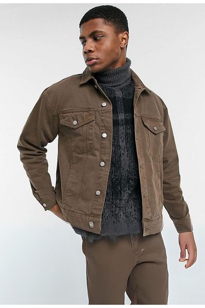 Cuqq Denim Кафяво мъжко прилепнало дънково яке