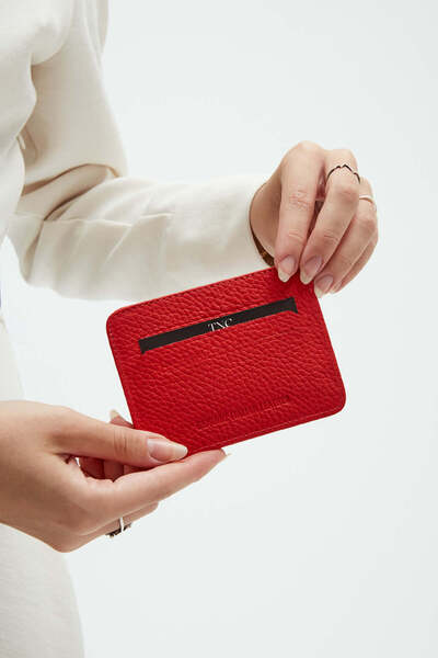 Tamer Tanca Men's Genuine Leather Red Card Holder