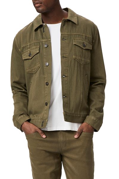 Cuqq Denim Olive Color Men's Slim Fit Denim Jeans Jacket
