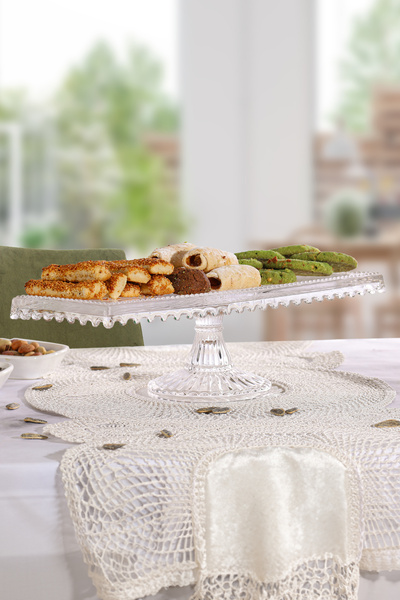 Multiamo Damla Baton Rectangular Glass Cake Stand / Glass Presentation Holder