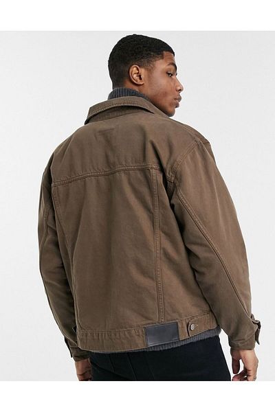 Cuqq Denim Кафяво мъжко прилепнало дънково яке