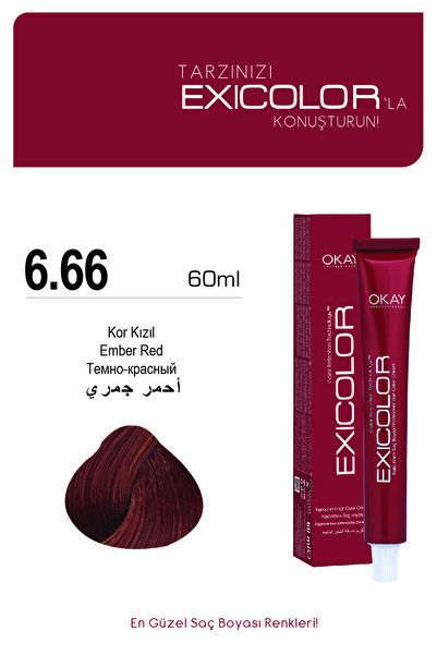 Exicolor 6.66 KOR KIZIL Kalıcı Krem Saç Boyası 60ml